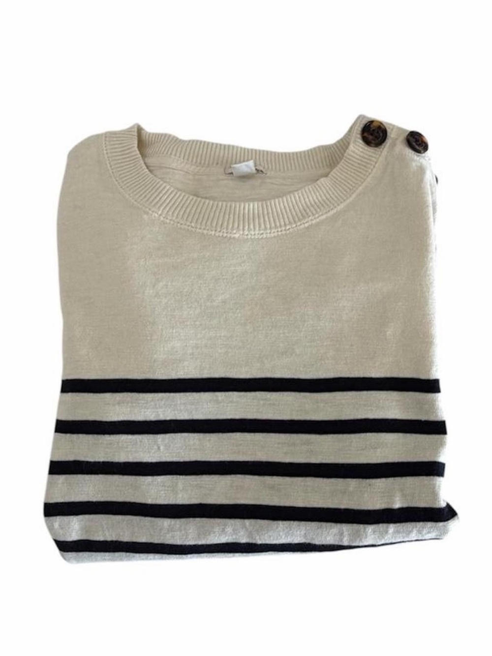 J.Crew Striped Button-Shoulder Sweater - Picture 2 of 8
